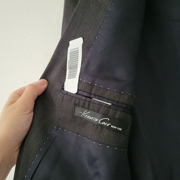 Kenneth Cole New York 100% Wool Gray Suit Coat Jacket 40R 34W - Picture 5 of 9